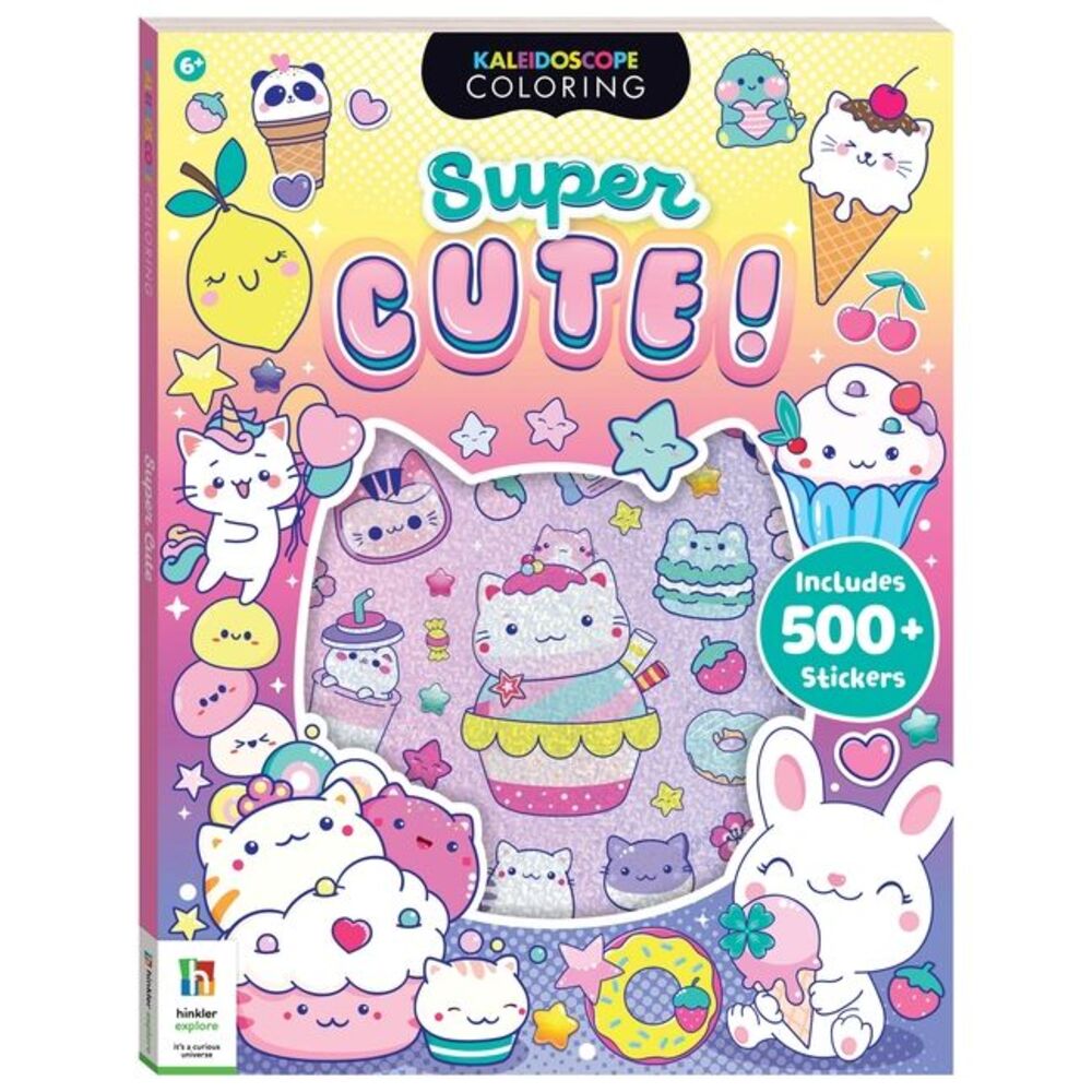 Kaleidoscope Super Cute Sticker Coloring Book -- Hinkler